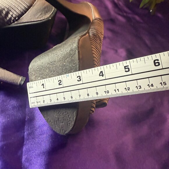 📌Blake Scott Beautiful Plated Fabric Open Toe 5" High Heel Pumps with Platform - Picture 7 of 12